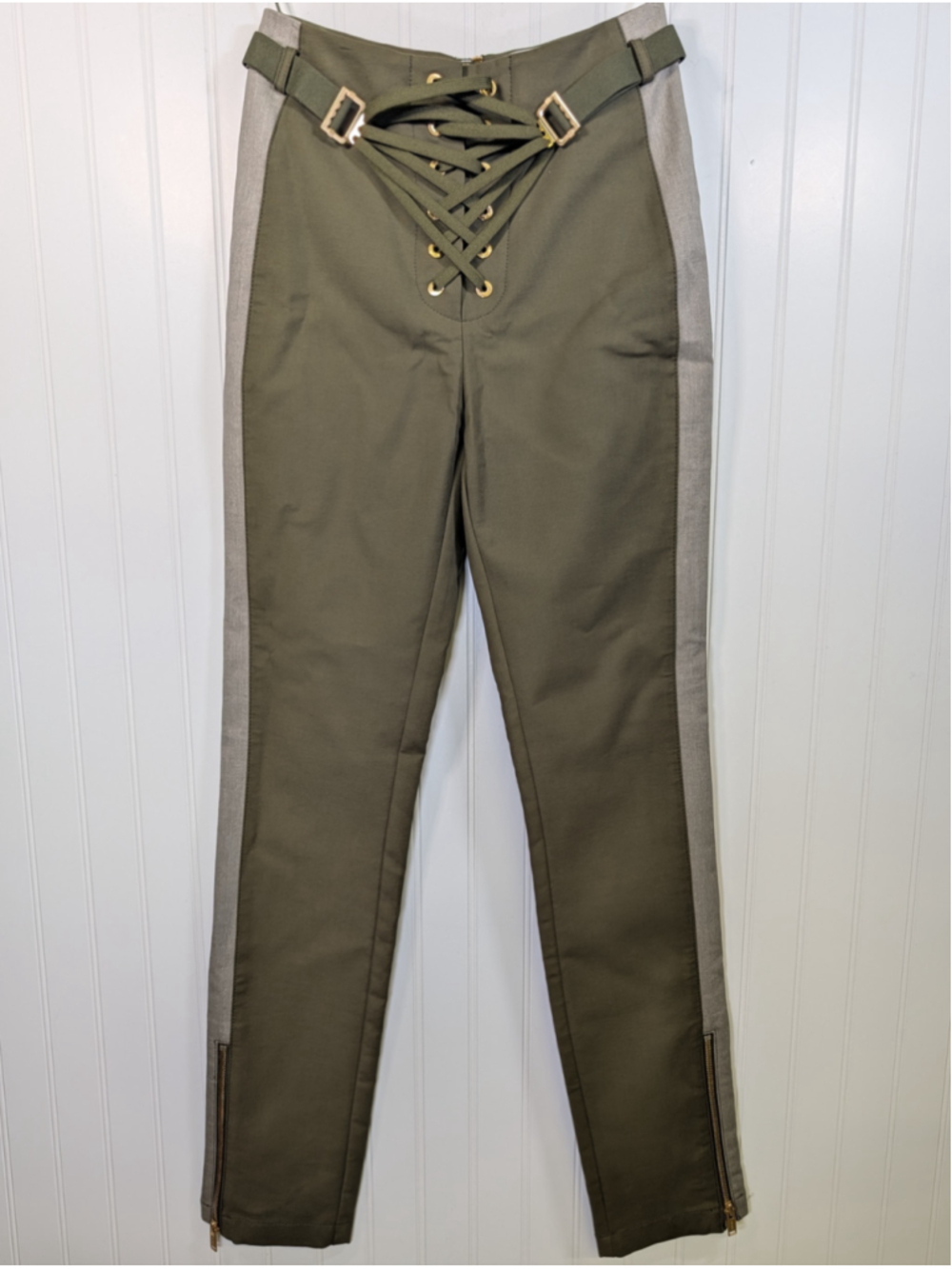 Dion Lee Laced Slider Pants Size 2 NWOT Khaki Army Green Lace Up Corset Trousers
